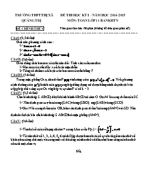 Đề thi học kỳ I  Năm học 2014 -2015 môn Toán lớp 11 ban KHTN